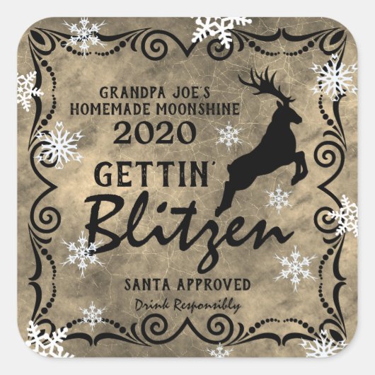 Personalisierte "Gettin' Blitzen" hausgemachte Moo Quadratischer Aufkleber (Vorderseite)