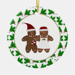 Personalisierte Gingerbead Paare mit Keramikornament