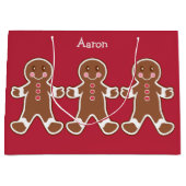 Personalisierte Gingerbrei Boys Weihnachtsgeschenk Große Geschenktüte (Vorderseite)