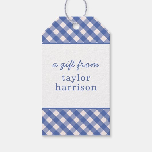 Personalisierte Gingham-Geschenkanhänger Geschenkanhänger (Vorderseite)