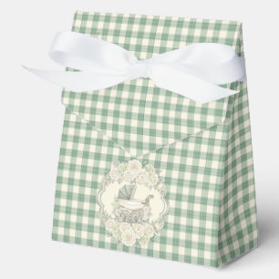 Personalisierte Gingham-Muster-Babykarre Geschenkschachtel