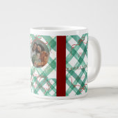 Personalisierte Gingham-Weihnachten Jumbo-Tasse (Vorderseite Rechts)