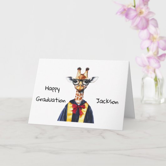 Personalisierte Giraffe-Abschlussfeier Cufe Karte (Orchidee)