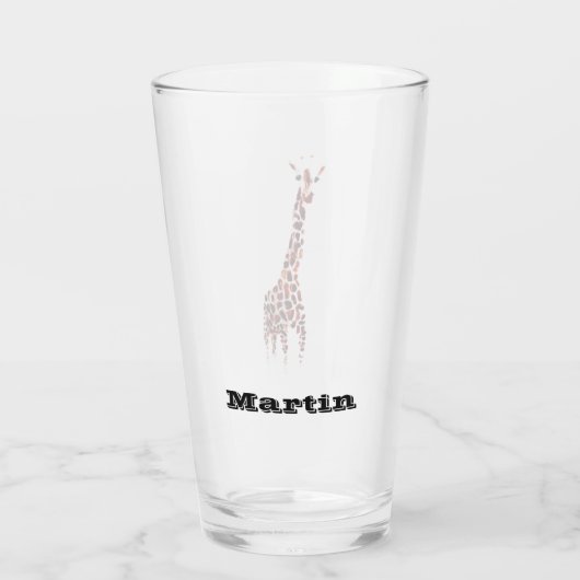 Personalisierte Giraffe Art Glas (Rückseite)
