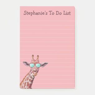 Personalisierte Giraffe auf Rosa Post-it Klebezettel