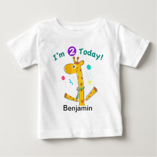Personalisierte Giraffe Ich bin zwei 2. Geburtstag Baby T-shirt