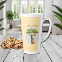 Personalisierte Giraffe in der Savanne-Tasse