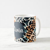 Personalisierte Giraffe Leopard Tierausdruck Kaffeetasse (VorderseiteRechts)