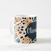 Personalisierte Giraffe Leopard Tierausdruck Kaffeetasse (Vorderseite Links)