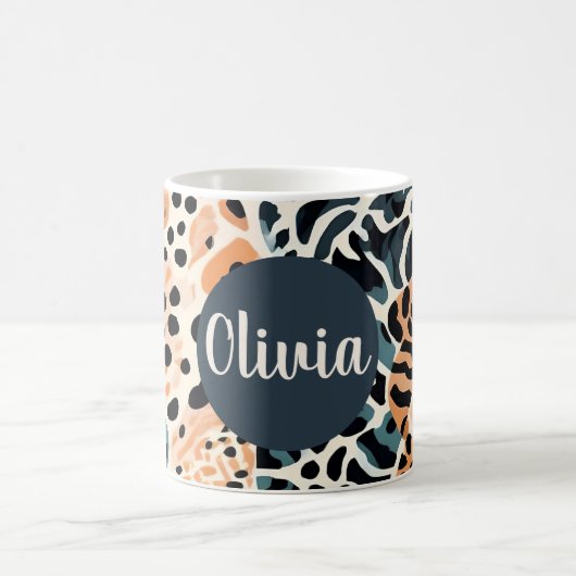 Personalisierte Giraffe Leopard Tierausdruck Kaffeetasse (Mittel)
