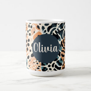 Personalisierte Giraffe Leopard Tierausdruck Kaffeetasse