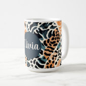 Personalisierte Giraffe Leopard Tierausdruck Kaffeetasse (VorderseiteRechts)
