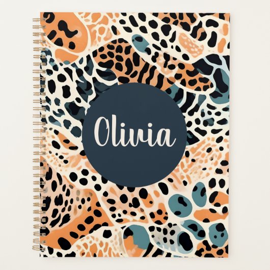 Personalisierte Giraffe Leopard Tierausdruck Planer (Vorderseite)