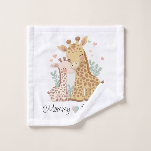 Personalisierte Giraffe Liebe Handtuch Set (Waschlappen)