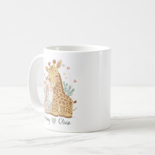 Personalisierte Giraffe Liebe Tasse (Vorderseite Links)