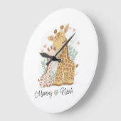 Personalisierte Giraffe Liebe Wall Clock Große Wanduhr (Winkel)