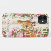 Personalisierte Giraffe mit Hübschen rosa Blume Case-Mate iPhone Hülle (Rückseite (Horizontal))