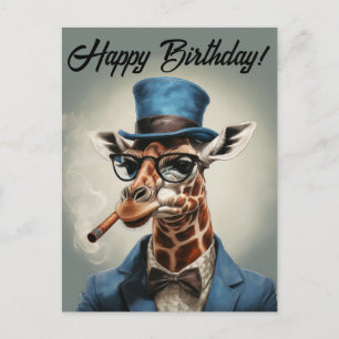 Personalisierte Giraffe mit Zylinder Alles Gute zu Postkarte