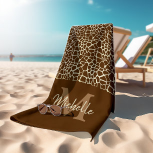 Personalisierte Giraffe Muster Monogram Fitness Yo Badehandtuch