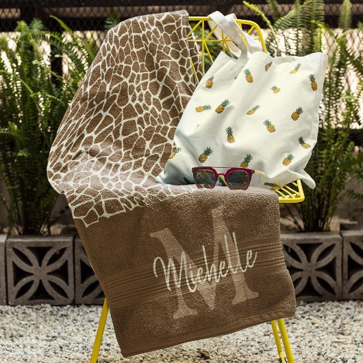 Personalisierte Giraffe Muster Monogram Fitness Yo Badehandtuch