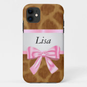 Personalisierte Giraffe Muster Pink Bow Case-Mate iPhone Hülle (Rückseite)