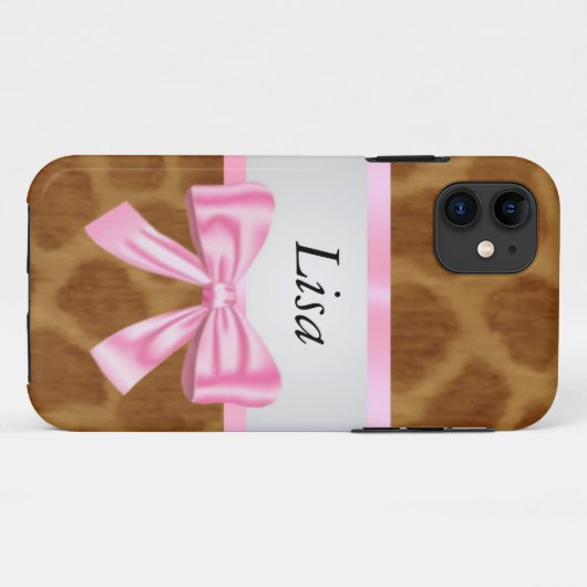 Personalisierte Giraffe Muster Pink Bow Case-Mate iPhone Hülle (Rückseite (Horizontal))