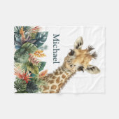 Personalisierte Giraffe Niedliches Aquarell Kinder Fleecedecke (Vorderseite (Horizontal))