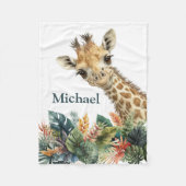 Personalisierte Giraffe Niedliches Aquarell Kinder Fleecedecke (Vorderseite)