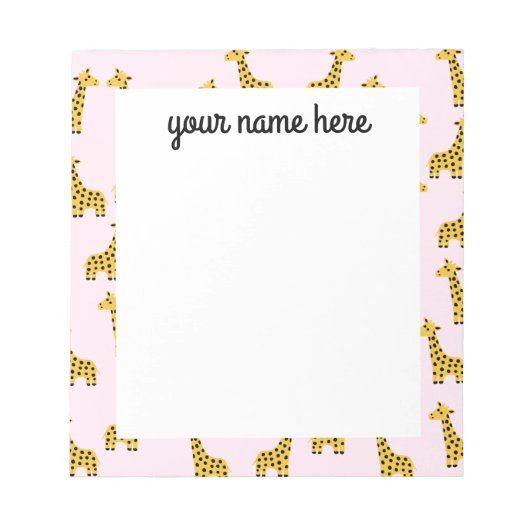 Personalisierte Giraffe Notepad Notizblock (Vorderseite)