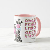 Personalisierte Giraffe Rosa Alphabet  Tasse (VorderseiteRechts)