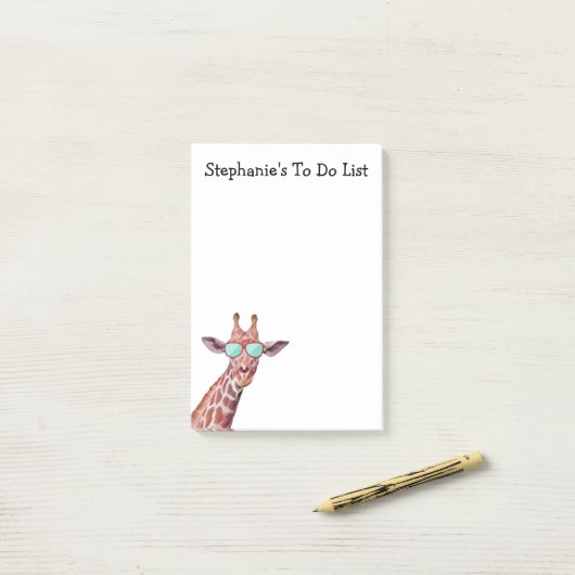Personalisierte Giraffe, um Weiß zu benennen Post-it Klebezettel (Auf Schreibtisch)