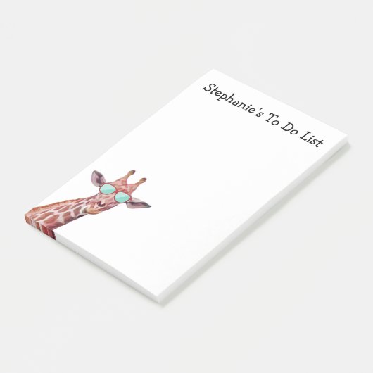 Personalisierte Giraffe, um Weiß zu benennen Post-it Klebezettel (angewinkelt)
