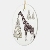 Personalisierte Giraffe und Weihnachtsbaumen Urlau Keramik Ornament (Links)