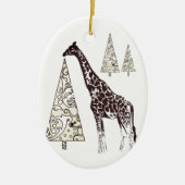 Personalisierte Giraffe und Weihnachtsbaumen Urlau Keramik Ornament (Vorne)