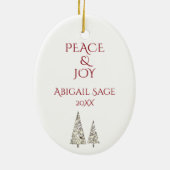 Personalisierte Giraffe und Weihnachtsbaumen Urlau Keramik Ornament (Hinten)