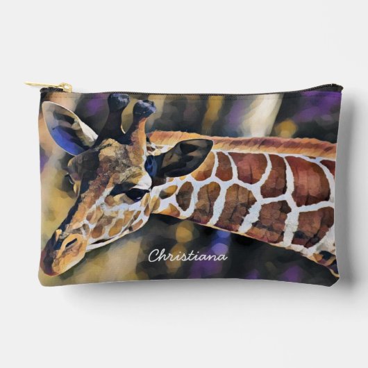 Personalisierte Giraffe Wasserfarben Kunst Zubehörtasche (Vorderseite)