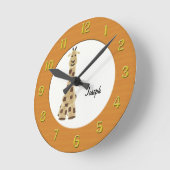 Personalisierte Giraffenmauer Runde Wanduhr (Winkel)