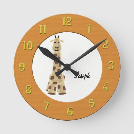 Personalisierte Giraffenmauer Runde Wanduhr (Vorderseite)