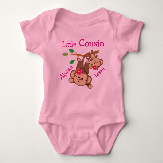 Personalisierte Girl Affen Kleiner Cousin Baby Strampler (Vorderseite)