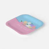 Personalisierte Girl-Baby-Dusche, Blumenrosa, Blau Pappteller (Gewinkelt)