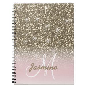 Personalisierte Girl Pink Gold Glitzer Glitzern Na Notizblock