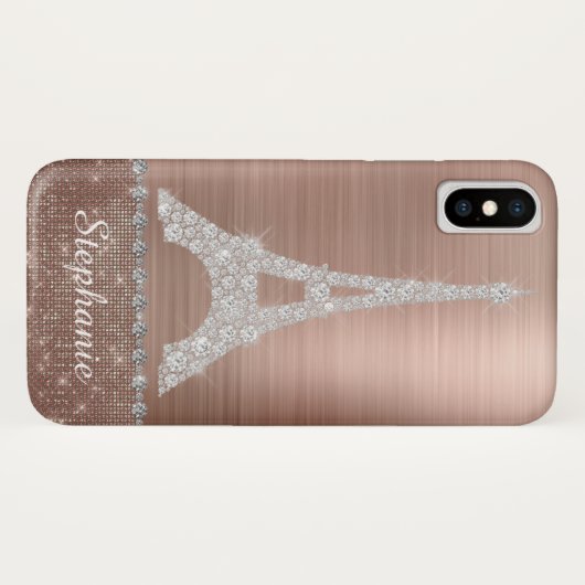 Personalisierte Girl Rose Gold Diamant Sparkasse P Case-Mate iPhone Hülle (Rückseite (Horizontal))