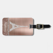 Personalisierte Girl Rose Gold Diamant Sparkasse P Gepäckanhänger (Vorderseite horizontal)