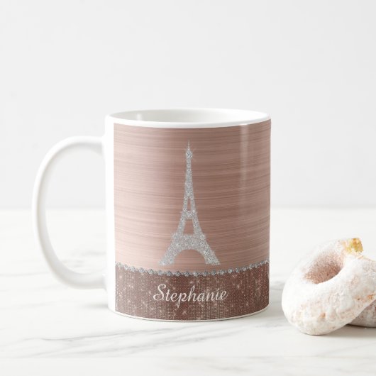 Personalisierte Girl Rose Gold Diamant Sparkasse P Kaffeetasse (Mit Donut)
