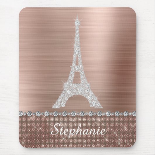 Personalisierte Girl Rose Gold Diamant Sparkasse P Mousepad (Vorne)
