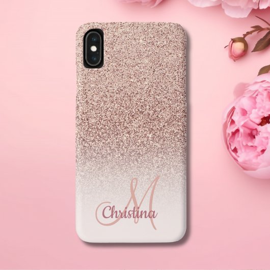 Personalisierte Girl Rose Gold Glitzer Glitzern Na Case-Mate iPhone Hülle