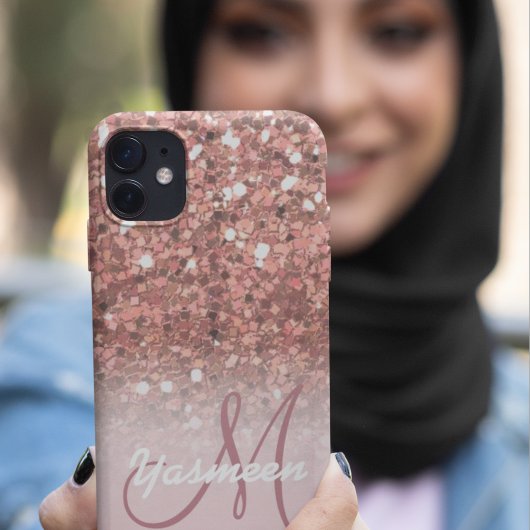 Personalisierte Girl Rose Gold Glitzer Glitzern Na Case-Mate iPhone Hülle