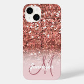 Personalisierte Girl Rose Gold Glitzer Glitzern Na Case-Mate iPhone Hülle (Rückseite)