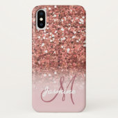 Personalisierte Girl Rose Gold Glitzer Glitzern Na Case-Mate iPhone Hülle (Rückseite)