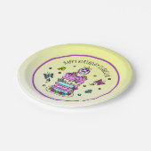 Personalisierte Girl's Birthday Unicorn Butterflie Pappteller (Schrägansicht)